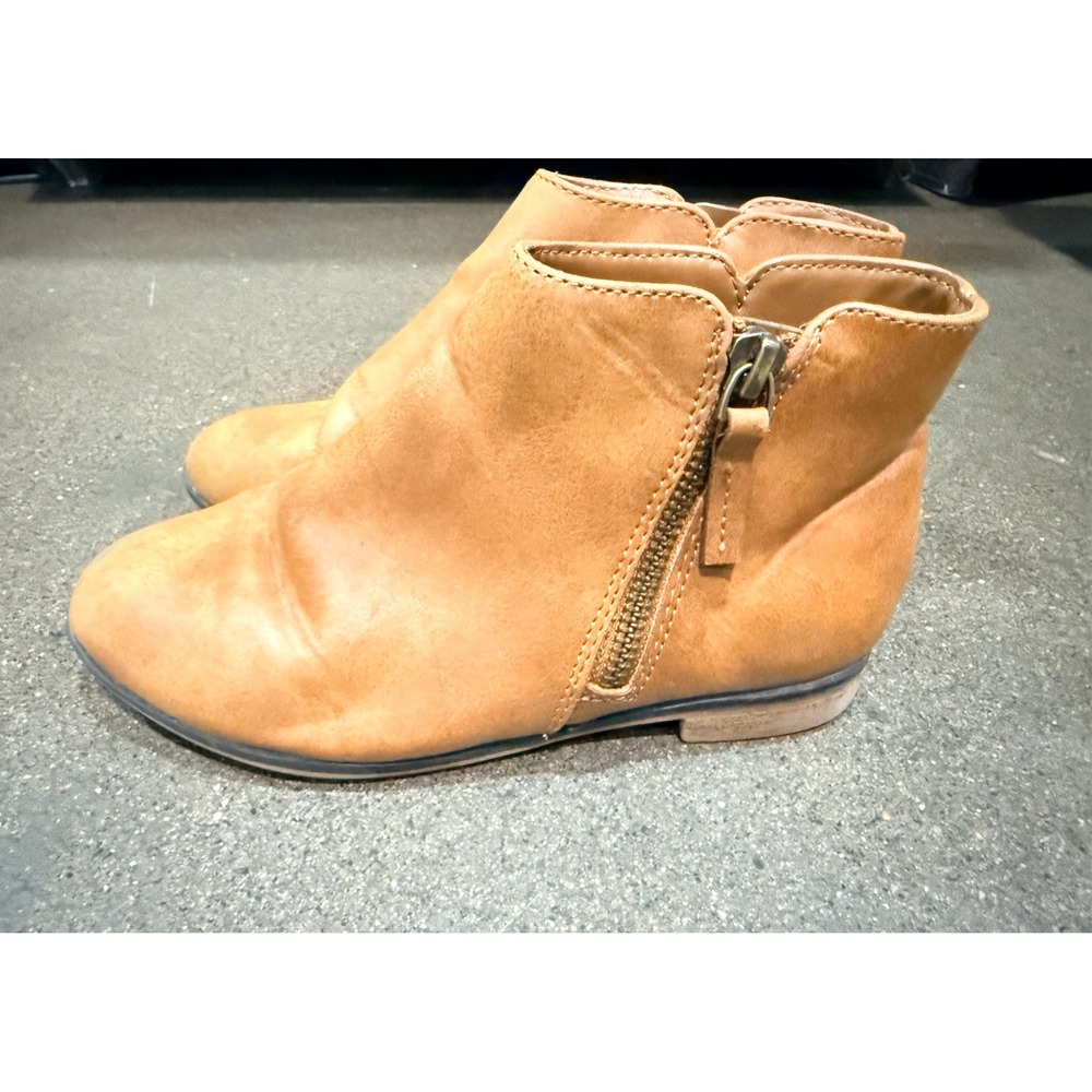 Cat & Jack Girls Tan Brown Ankle Boots Side Zip Booties Size 1